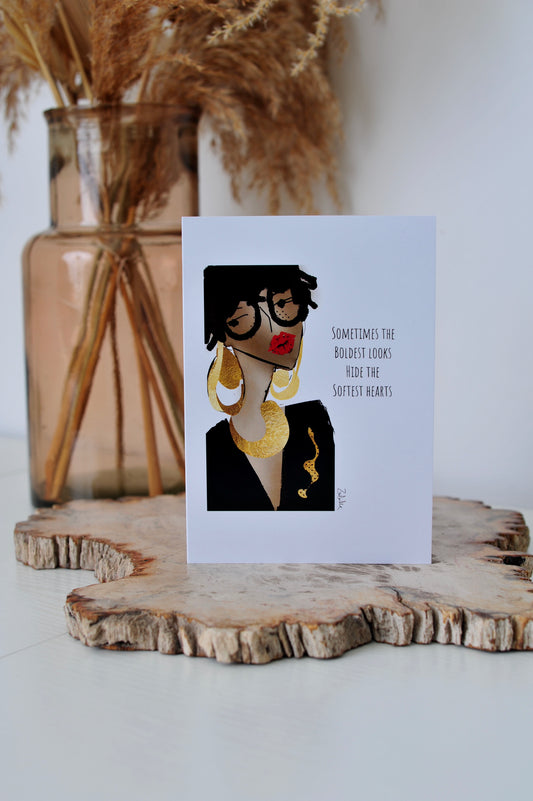 'Bold Looks, Soft Hearts' Card