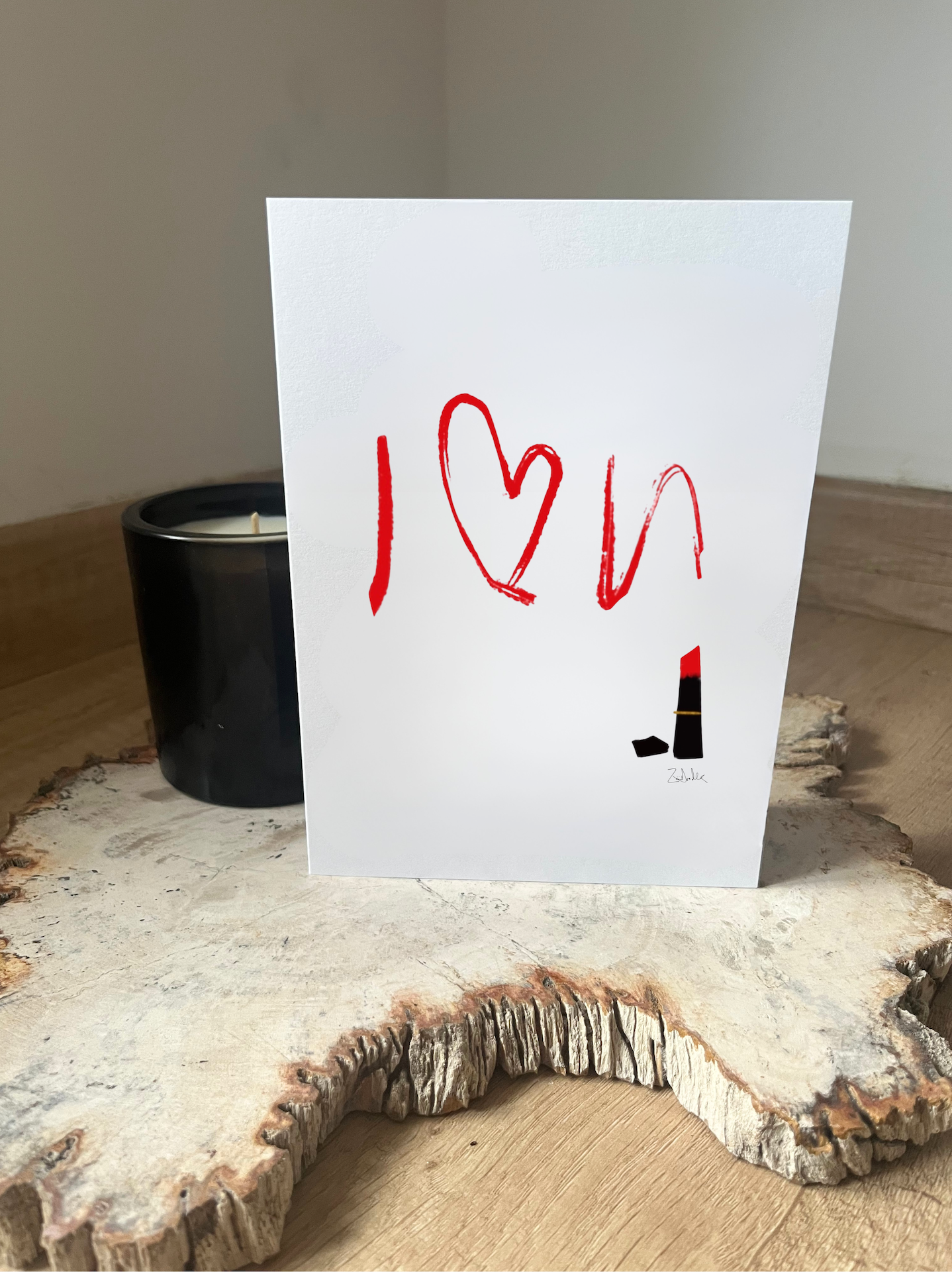 'I ❤️ U' — Lipstick Edition Card