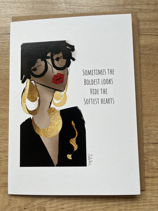 'Bold Looks, Soft Hearts' Card