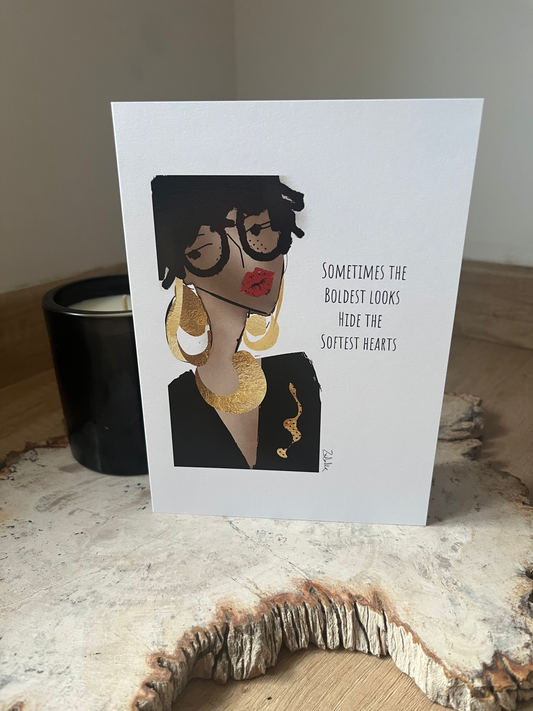 'Bold Looks, Soft Hearts' Card
